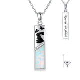 Sterling Silver  Opal Personalized Engraved Bar Pet  Butterfly Dragonfly Tree of Life  Urn Necklace for Ashes