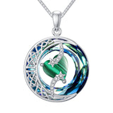 Sterling Silver Crystal Heart Birthstone Moon Star Pendant Necklace