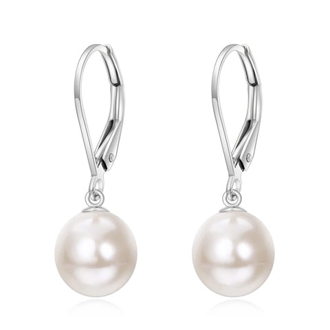 14k Gold Freshwater Pearl Dangle Leverback Earrings