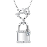 Sterling Silver Key Padlock Heart Key Lock Pendant Love Necklace Jewelry for Women Valentine's Day Birthday Gift