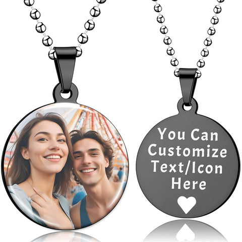 Stainless Steel  Round Customized Photo Pendant Necklace