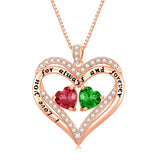 10 14 18K Gold Personalized Heart Birthstone Pendant Necklace