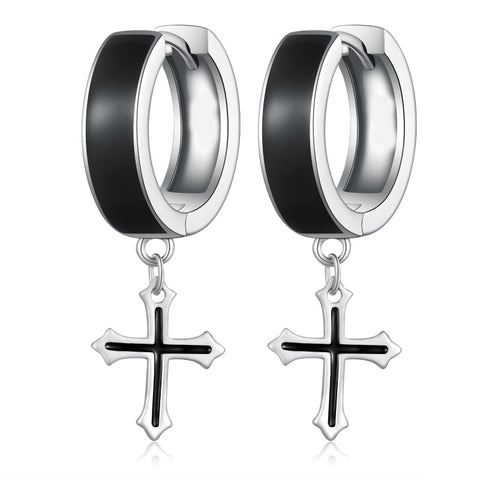 14K Gold Plated Cross Ankh Hoop Earrings