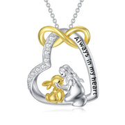 Sterling Silver Bunny Girl Pendant Necklace With Engraved Always in My Heart