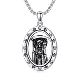 Sterling Silver Aztec Lion Cross Pendant Necklace
