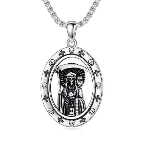 Sterling Silver Aztec Lion Cross Pendant Necklace