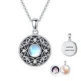 Sterling Silver Personalized Photo &Engraved Round Photo Necklace