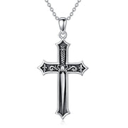 Cross Sword Necklace for Men Sterling Silver Protection Necklace Amulet Jewelry Gifts for Men Women with 18"+2" Chain