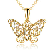 14K Yellow Gold Butterfly Pendant Necklace