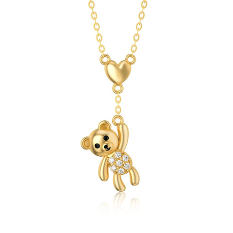 14K Yellow Gold Bear Pendant Necklace