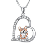 Sterling Silver Corgi Dog Pendant Necklace