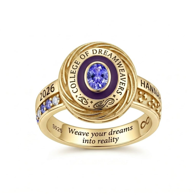 Sterling Silver Infinity Symbol Personalized  Birthstone Engraved  Class Ring for Women