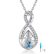 Sterling Silver infinity Urn Necklace for Ashes with Engraved withYou Are Always in My Heart