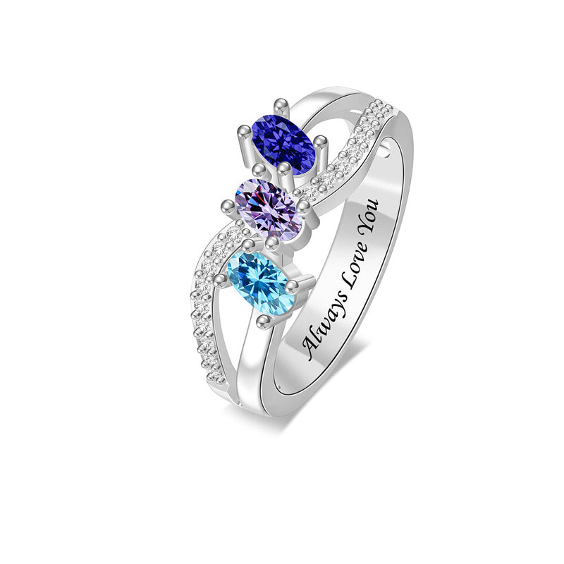 Copper Sterling Silver Personalized 1-6 Simulated Birthstones  Infinity Family Ring for Women