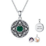 Sterling Silver Personalized Photo &Engraved Round Photo Necklace