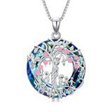 Sterling Silver Crystal Tree of Life Family Pendant Necklace for 1 to 5 Children