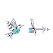 Sterling Silver Turquoise Hummingbird Stud Earrings