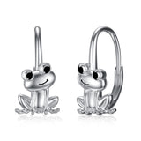 925 Sterling Silver Frog  Leverback Earrings