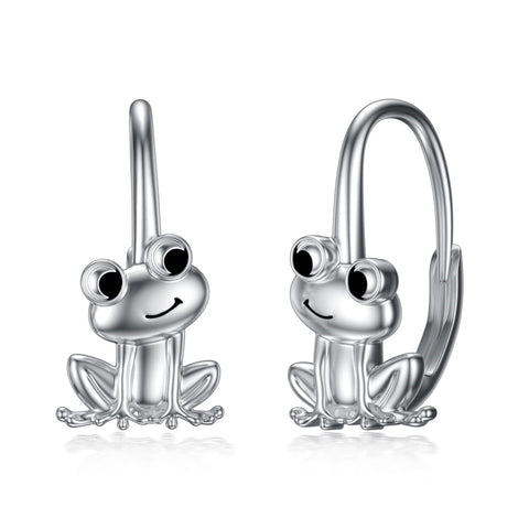 Sterling Silver Frog  Leverback Earrings