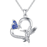 Sterling Silver Cubic Zirconia Hummingbird Pendant Necklace