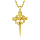14K Gold Plated Cross Pendant Necklace for Men Religious Jewelry Christian Gift