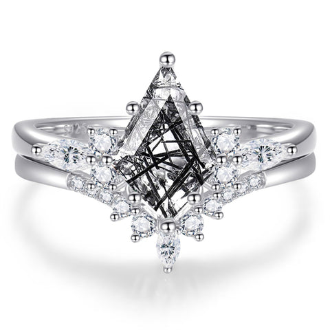 Sterling Silver Kite Cut Gemstone Engagement Wedding Promise Ring Gift For Valentine's Day