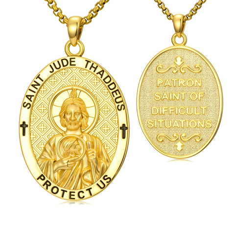 Patron Saint Medal Gold Plated Catholic Pendant Christian Religious Necklace Amulet Jewelry