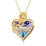 14K Gold Plated Heart Crystal Rose Mom  Sister Daughter Pendant Necklace for Woman