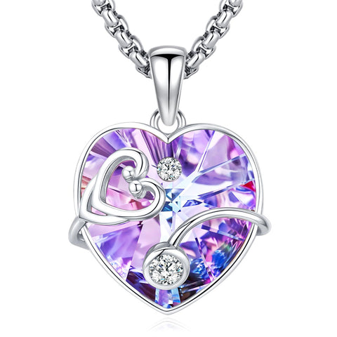 Sterling Silver Crystal Guardian Angel Caduceus Pendant Necklace