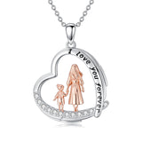 Sterling Silver Mother Daughter Father Daughter Sister Pendant Necklace Family Jewelry for Christmas Mother's Day