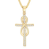 14K Gold Plated Cross Infinity  Pendant Necklace  for Women