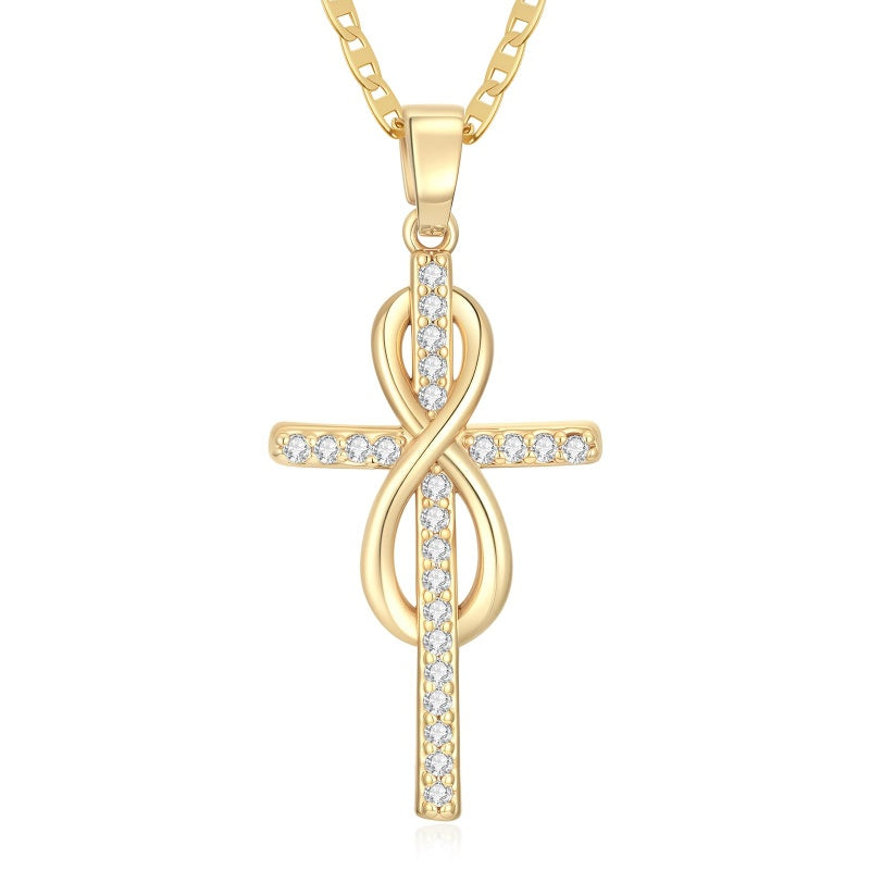 14K Gold Plated Cross Infinity  Pendant Necklace  for Women