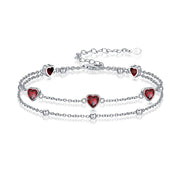 Sterling Silver 12-Month Birthstone Double Layered Anklet