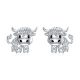 Sterling Sliver Highland Cow Stud  Dangle Earrings