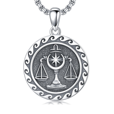 Sterling Silver 12 Zodiac Astrology Horoscope Pendant Necklace