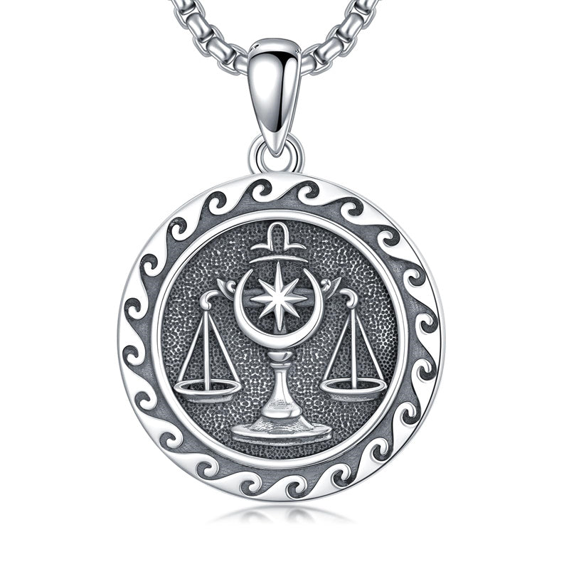 Sterling Silver 12 Zodiac Astrology Horoscope Pendant Necklace