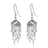 Sterling Silver Moss Agate Jellyfish Dangle Earrings