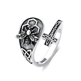 Sterling SilverJesus Cross Bee Cross  Dragonfly Cross Moonstone Sunflower Tree of Life Sunflower Adjustable Spoon Ring
