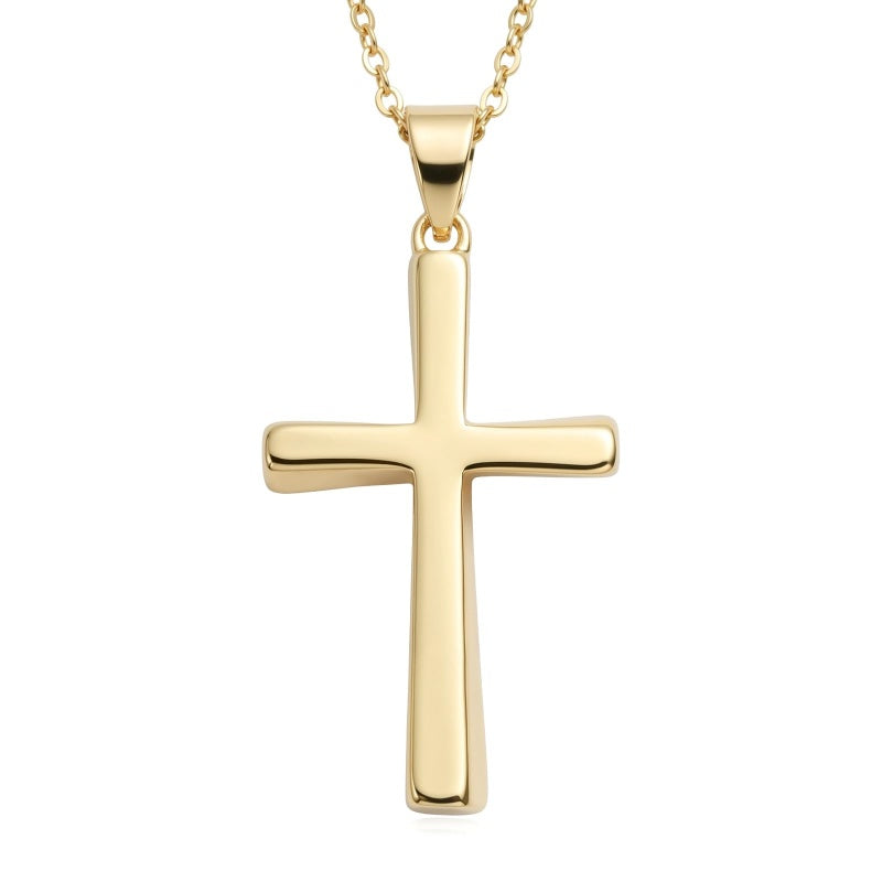 Minimalist Cross Pendant Necklace 14K Gold Plated for Women Faith Jewelry Religious Gifts