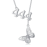 Sterling Silver Lariat Y-Shaped Butterfly Angel Number 11 11/333/444  Pendant Necklace