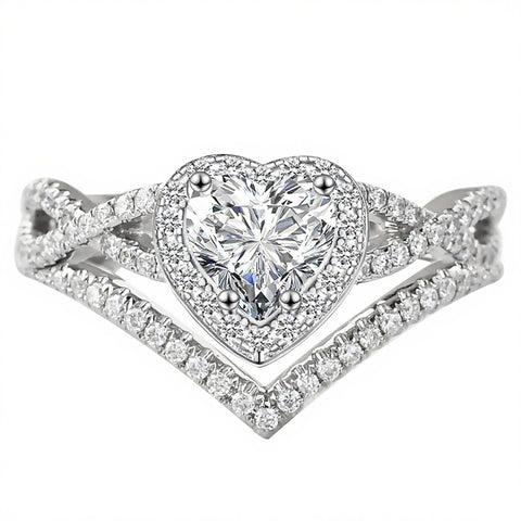 Sterling Silver 10K 14K 18K Gold 1CT-4CT Heart Round Teardrop Oval Moissanite Engagement Rings Set for Women