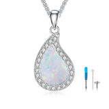 925  Silver Opal Urn Necklace for Ashes Cremation Jewelry Cremation Keepsake Memorial Pendant  Gifts for Women Men