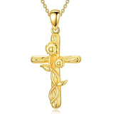 14K Gold Plated Cross Pendant Necklace for Women