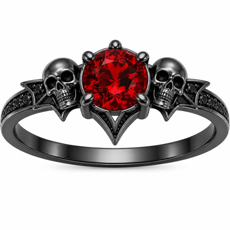 Sterling Silver 10K 14K 18K Gold Personalized Gothic Skull Ring Exquisite Spooky Jewelry for Halloween Lovers