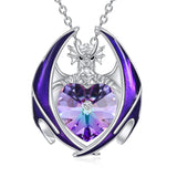 Dragon Necklace 925 Sterling Silver Birthstone Pendant with Heart Shaped Crystal Jewelry Gift for Women Girl