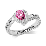 Copper Sterling Silver Personalized Birthstone High School College Class Ring Graduation Memorial Rings Gifts for Her