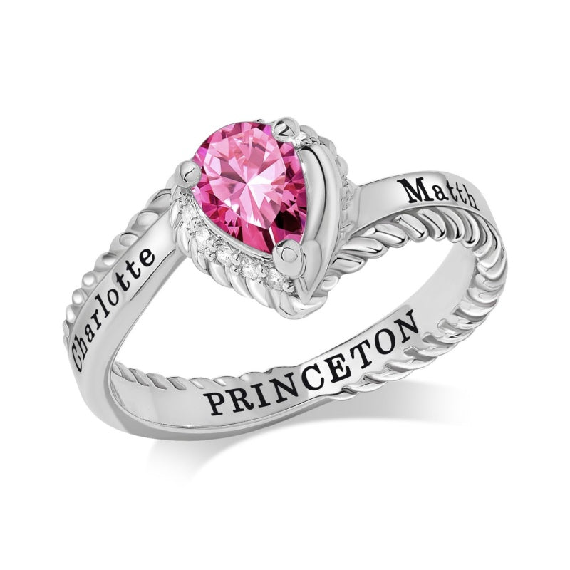 Copper Sterling Silver Personalized Birthstone High School College Class Ring Graduation Memorial Rings Gifts for Her