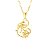 14K Yellow Gold Mother and Child Pendant Necklaces for Women