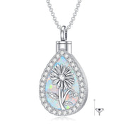 Sterling Silver Teardrop Opal 12 Birth Flower Urn Necklaces for Ashes