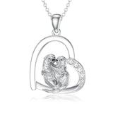 Sterling Silver Cubic Zircon Otter Pendant Necklace